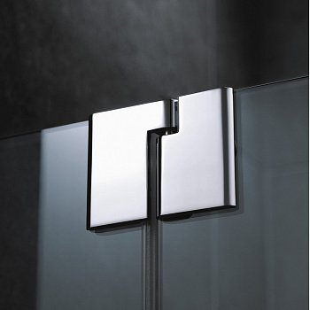 Стеклянная перегородка в душевую нишу с распашной дверью и добором